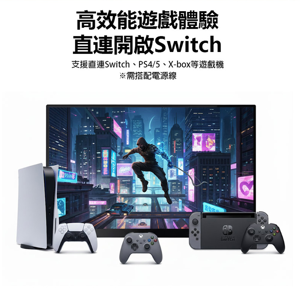 PLAYTV-S156FPC 15.6吋高畫質可攜式螢幕(分屏擴展 輕薄便攜 IPS螢幕 支援Switch PS4 PS5 Xbox)